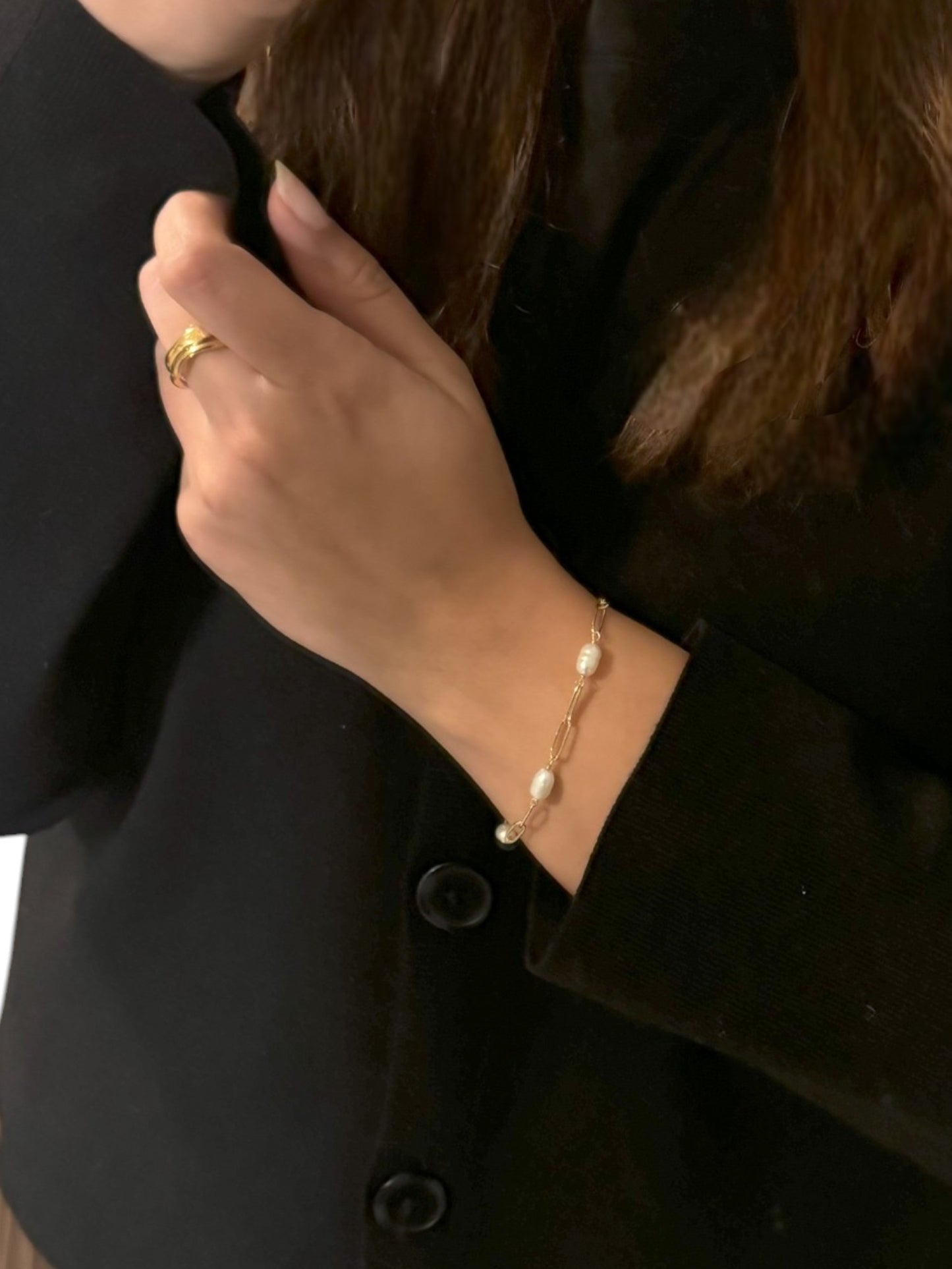 Pearl Bracelet Sterling Silver 14K Gold Plated Bracelet