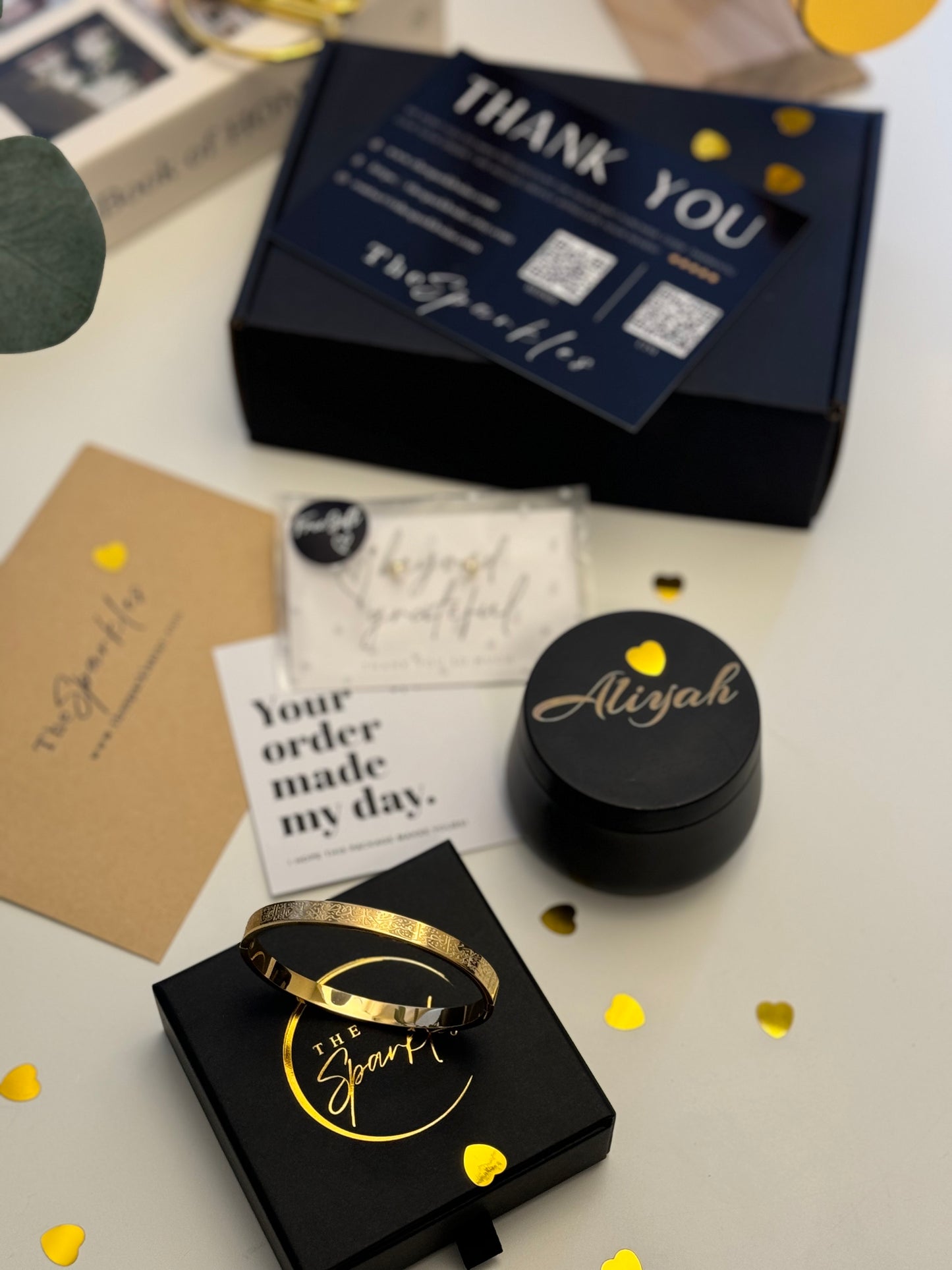 Ramadan & Eid Gift Bundle - Ayat Ul Kursi Bangle Paired with Engraved Candle
