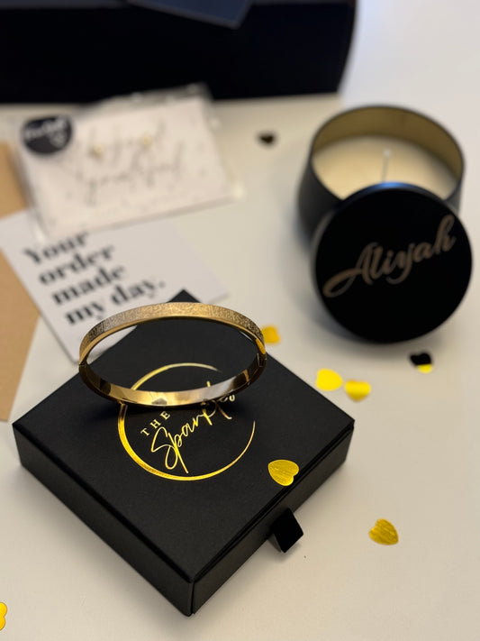 Ramadan & Eid Gift Bundle - Ayat Ul Kursi Bangle Paired with Engraved Candle
