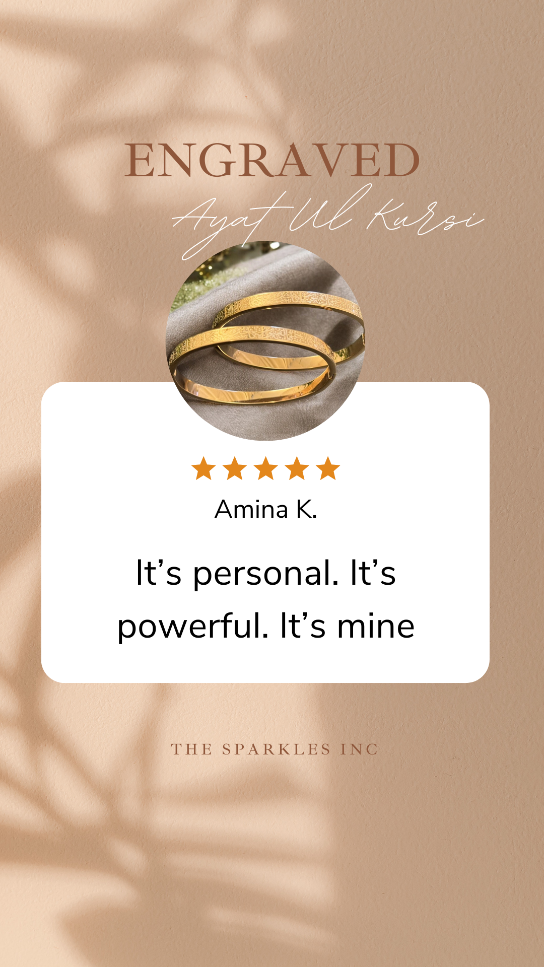 Ayatul Kursi Bangle - Rose Gold, Other Colors Available