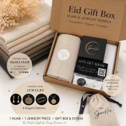 Customized Eid Gift Box: Modal Hijab Bundled with Engraved Ayat Bangle, Islamic Jewelry