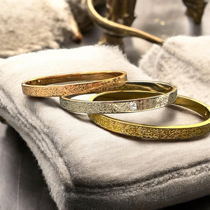 18K Gold Ayatul Kursi Bangle: Islamic Arabic Calligraphy Bracelet