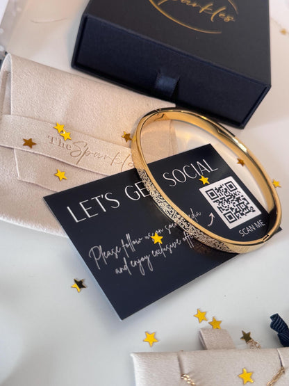18K Gold Ayatul Kursi Bangle, Arabic Calligraphy Islamic Jewelry